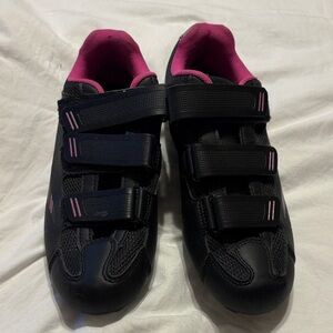 Women's Black and Pink SPD Clip-In Cycle Shoes